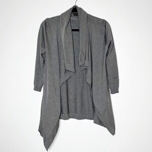 Theory Open Draped Front Cardigan Sweater With Pockets Women's Gray Size Medium